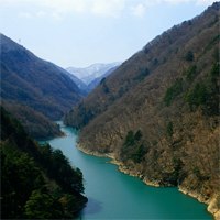 Japanese Alps, view on snowy mountain ridges