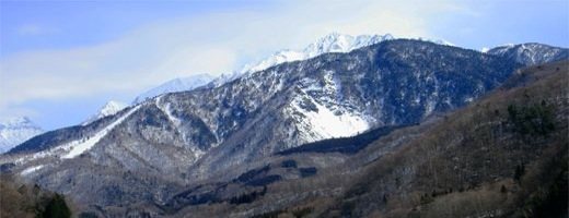 Japanese Alps, view on snowy mountains