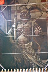 Gardian at the gate of the Todai-ji complex, Nara, Japan