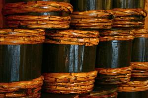 Barrels in a soya sause store, Takayama, Japan