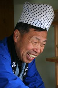 Salesperson, Takayama morning market, Japan