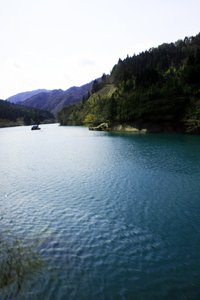 Splendid view on a water-filed valley, seen from the train Nagoya-Takayama, Japan